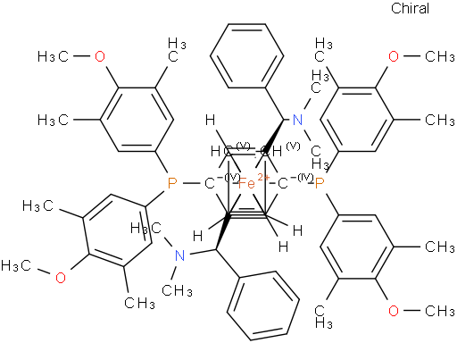 (SP,S'P)-1,1'-二[二(4-甲氧基-3,5-二甲基苯基)膦基] -2,2'-二[(R)-α-(二甲氨基)苄基]二茂铁