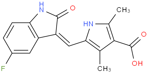 5-((Z)-(5-氟-2-氧代吲哚烷-3-亚基)甲基)-2,4-二甲基-1H-吡咯-3-羧酸